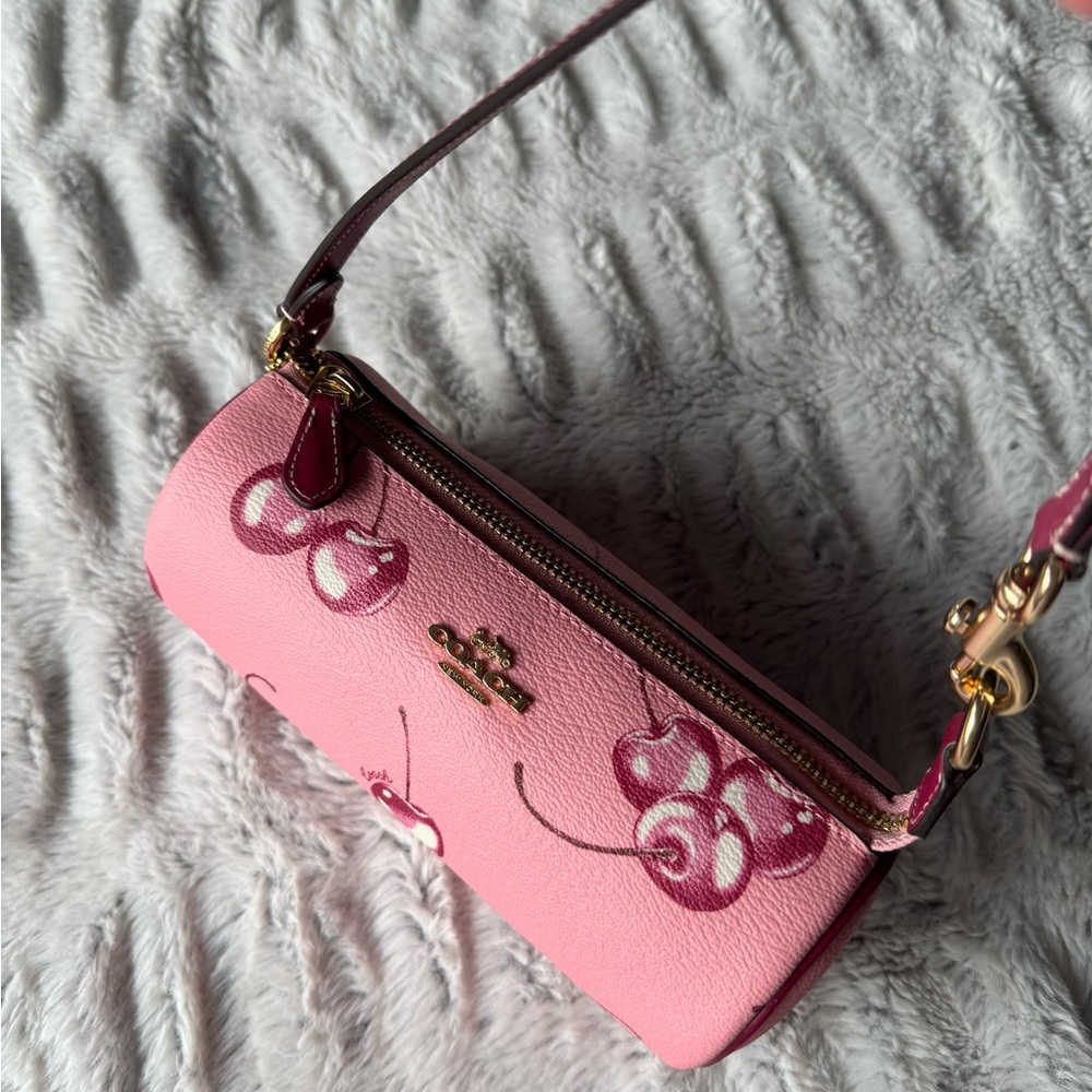 Coach Cherry Print Pink Barrel Bag